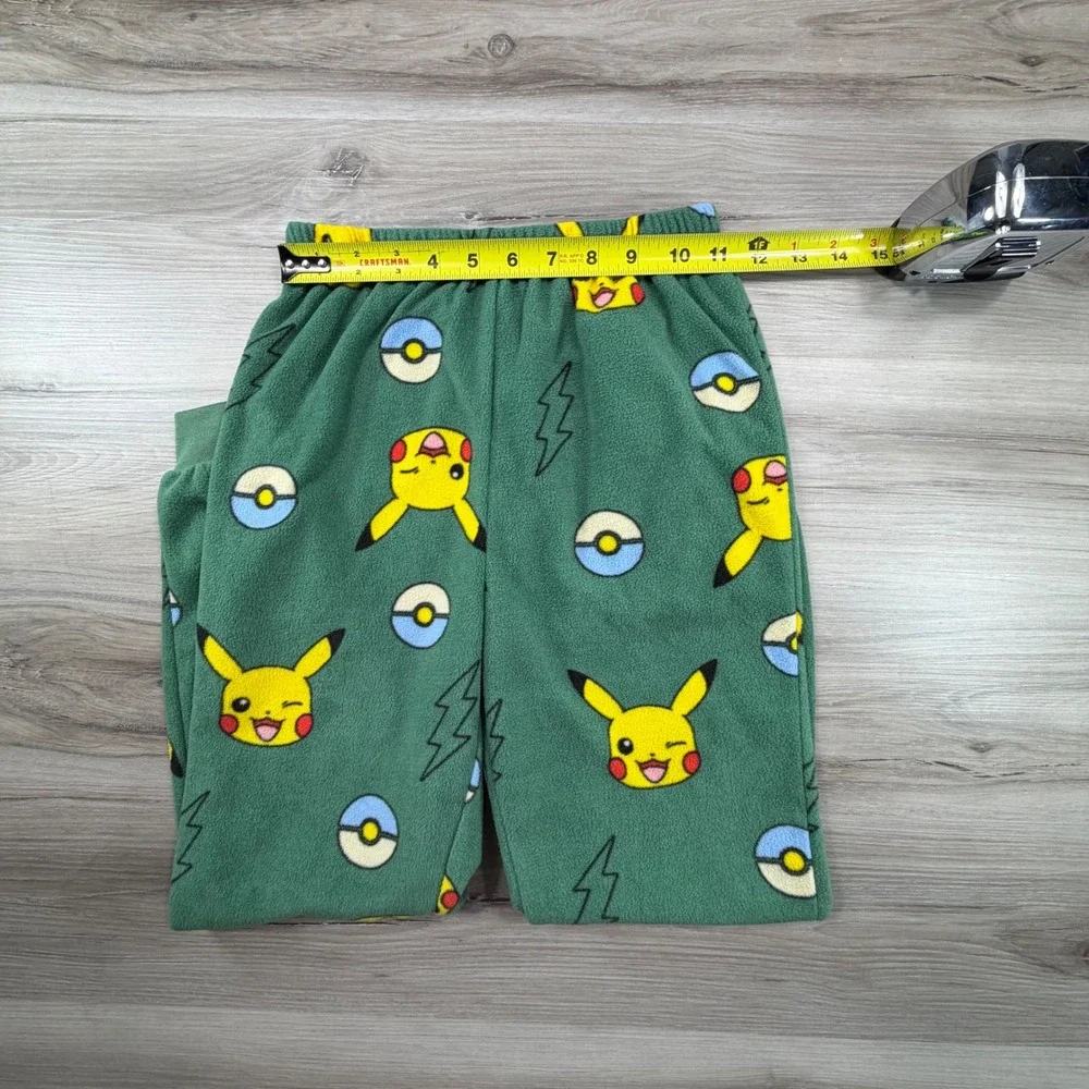 Kids‎ Pokemon Pikachu Fleece Pajama Pants Size M 8 10 Green Sleepwear